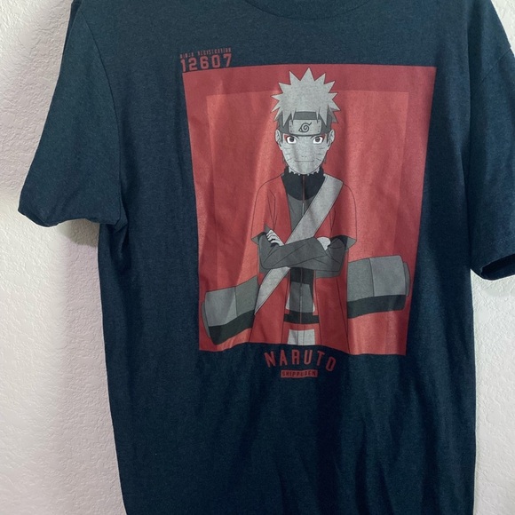 Naruto Shippuden Square Collegiate Charcoal Grey Graphic Anime Manga T-Shirt L - Picture 3 of 11